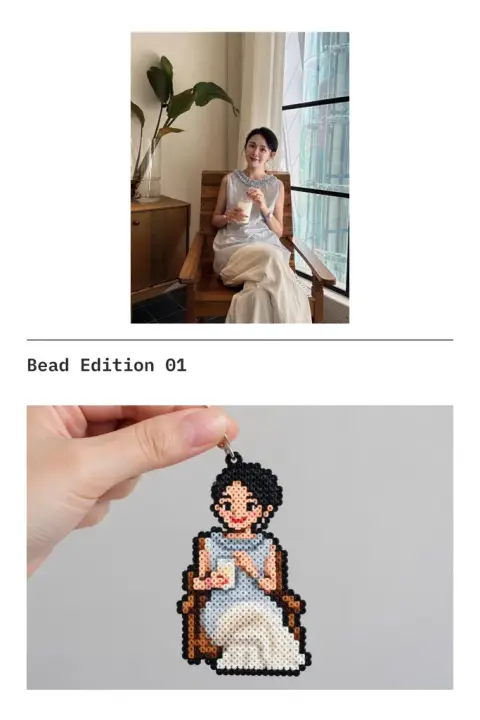 Bead charm example 3: the result (Light grey · Between fingers · Bead Edition 01)