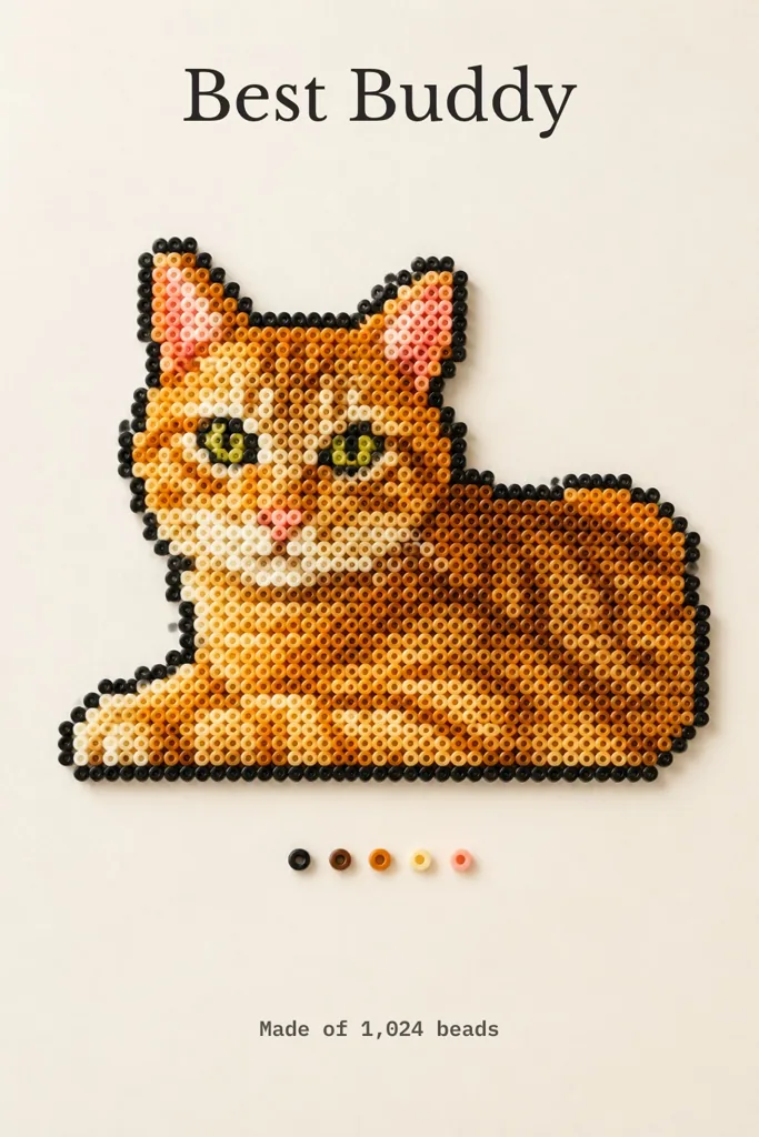 拼豆色卡海报示例 1:生成效果(奶油白 · 黑 · Best Buddy / Made of 1,024 beads)