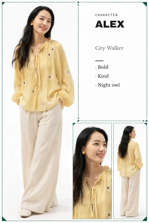 我的角色卡示例 3：生成效果（写实 · 绿 · ALEX / City Walker / Bold / Kind / Night owl）