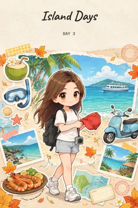 Chibi travel journal example 2: the result (Autumn · Island · Island Days / DAY 3)