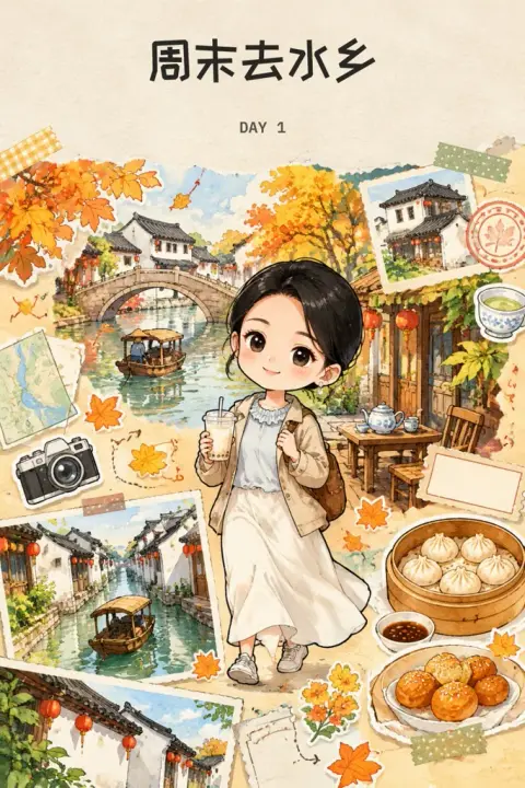 Q 版旅行手帐生成效果