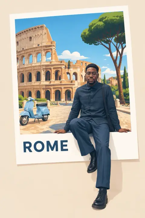 City souvenir poster example 2: the result (Rome · Sitting · Flat illustration)