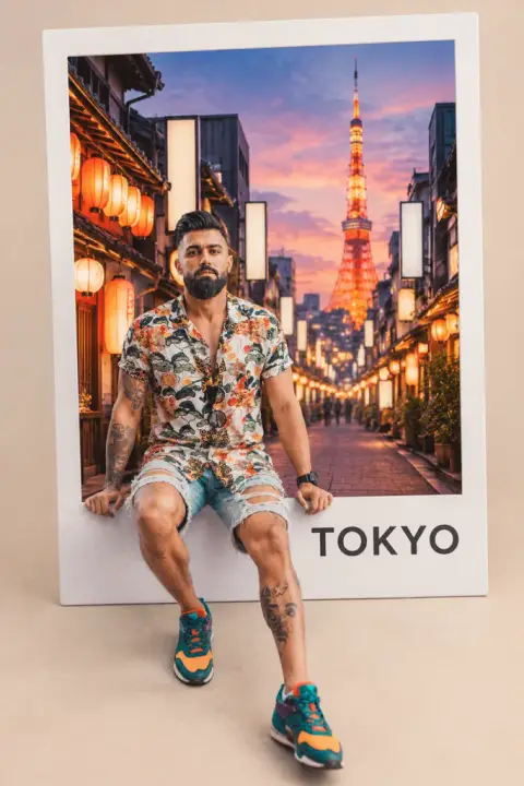 City souvenir poster example 3: the result (Tokyo · Sitting · Photo)