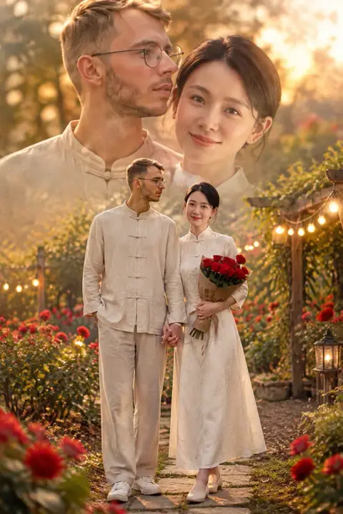 Garden of two example 2: the result (Red roses · Modern Chinese · Rose garden)