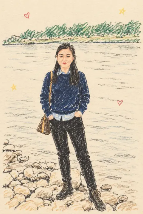 Crayon drawing example 2: the result (Hearts and stars · Cream sketch paper · Color sketch)