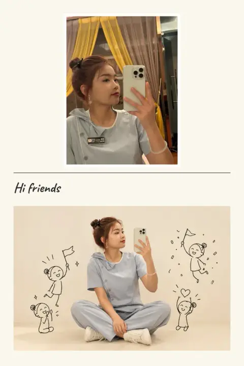 Doodle friends example 3: the result (Black · Cheering · Hi friends)