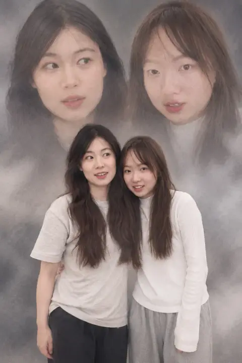 Double exposure duo example 3: the result (Smoke grey · Keep our outfits · Best friends)