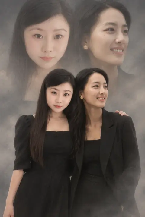 Double exposure duo example 2: the result (Smoke grey · Black formal · Family)