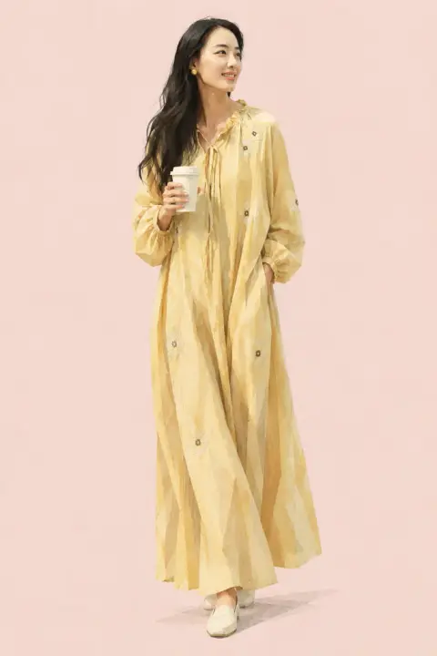 Geometric fashion illustration example 2: the result (Blush pink · Just coffee · Keep the photo pose)