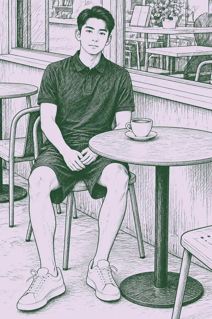 Lavender line sketch example 3: result