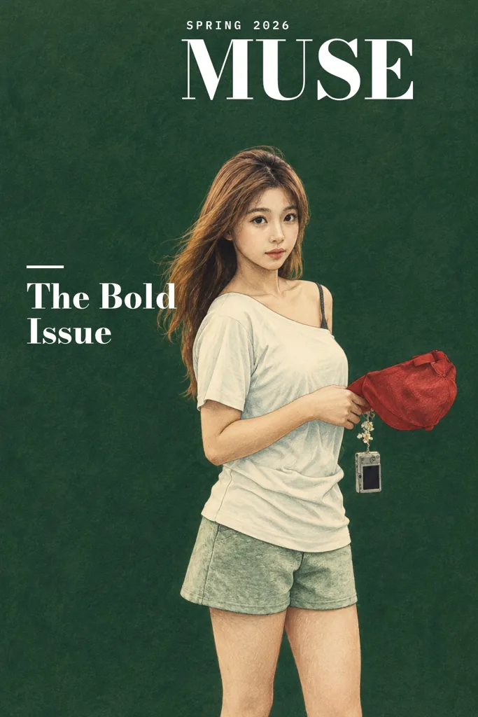 My magazine cover example 1: the result (Green · Vintage hand-drawn · MUSE / The Bold Issue / SPRING 2026)