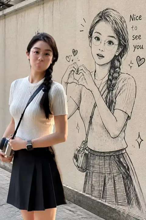 Wall sketch example 3: the result (Sends a heart · Pencil sketch)