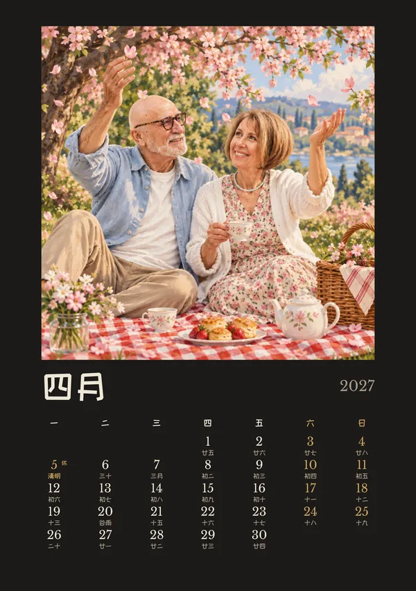 黑金配色的月份页