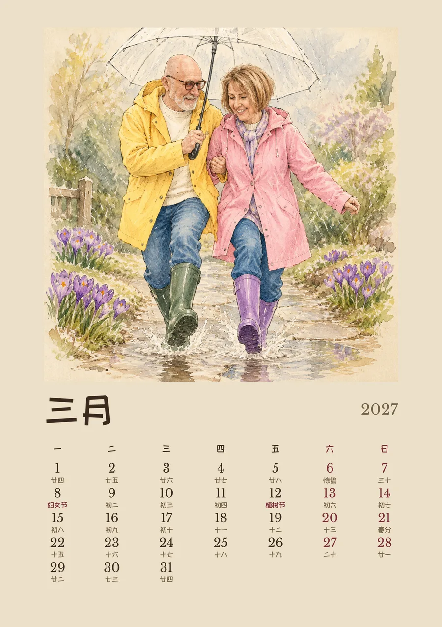 3 月