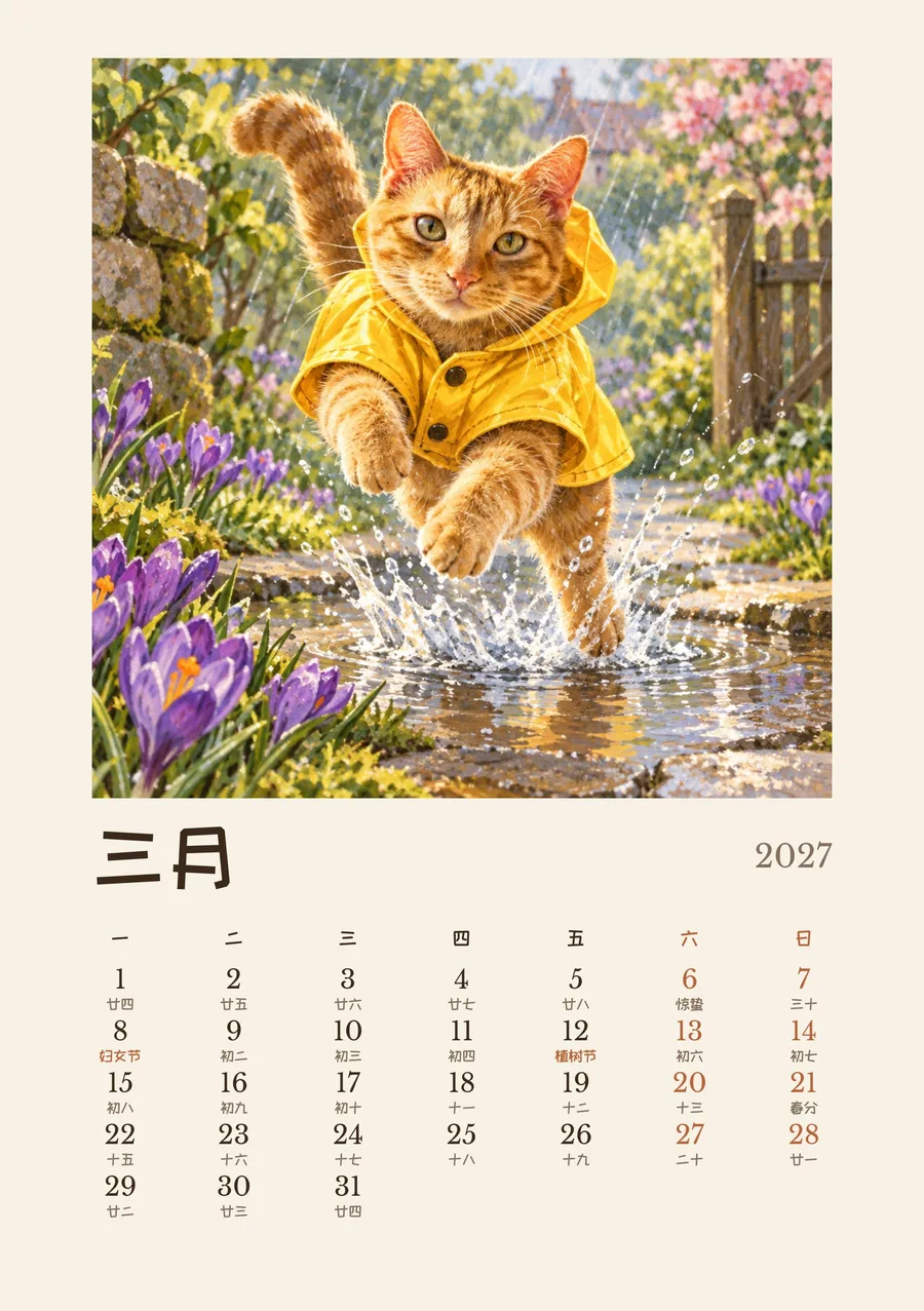 3 月