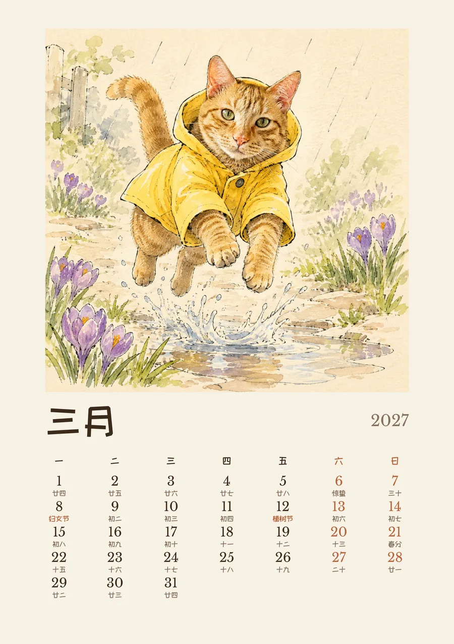 3 月