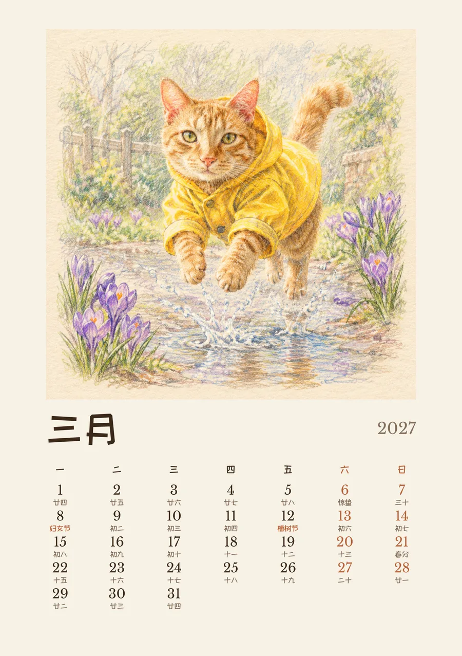 3 月