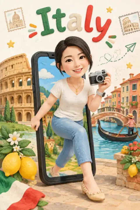 Out of my phone example 3: the result (Clay · Italy · Camera)