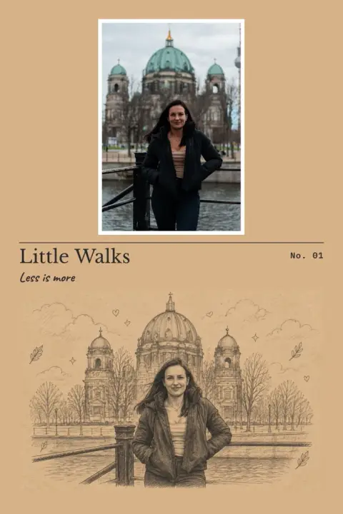 Photo journal page example 3: the result (Kraft · Anime pencil lines · Little Walks / Less is more / No. 01)