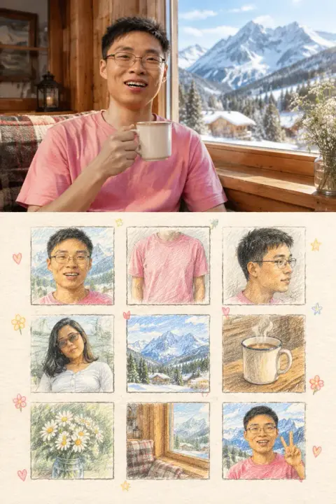 Photo and sketch grid result