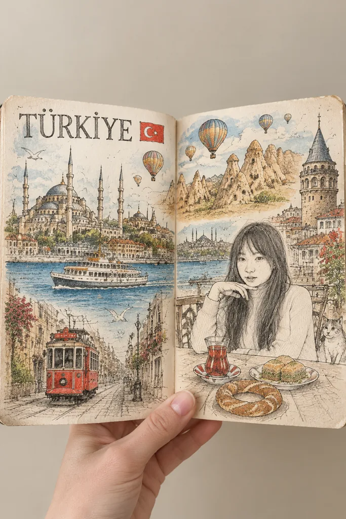 Travel sketchbook example 1: the result (On · Pencil sketch · Türkiye)