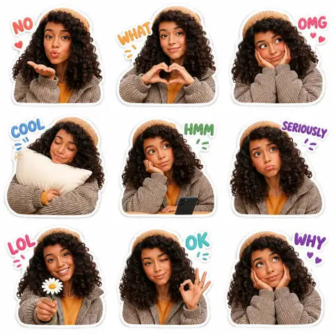 My sticker pack example 3: the result (English words · 3D cartoon · Love)