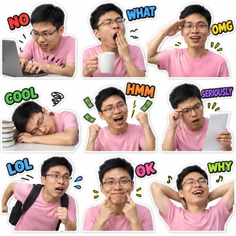 My sticker pack example 2: the result (English words · Photo cutout · Office life)