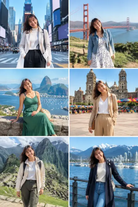 Six-city travel collage example 2: the result (None · Smart · Americas)