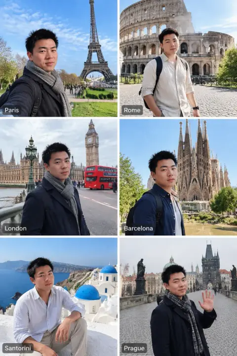 Six-city travel collage result